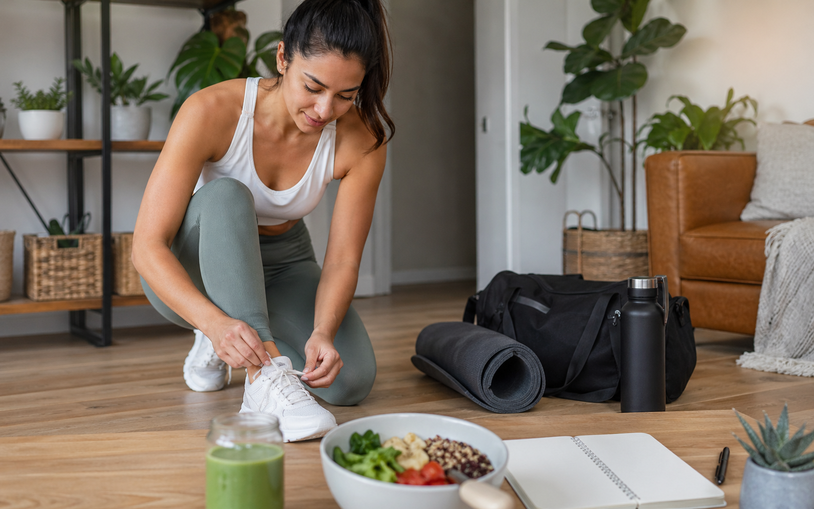 Preparing for a mindful workout session